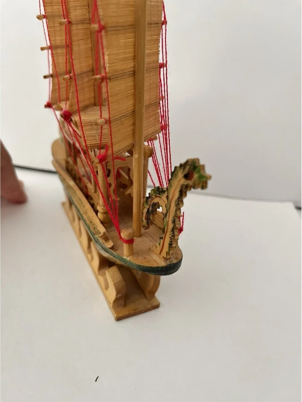 Vintage Mini 8” Wooden Bamboo Cutter Ship Model Clipper Pirate Sailing Decor